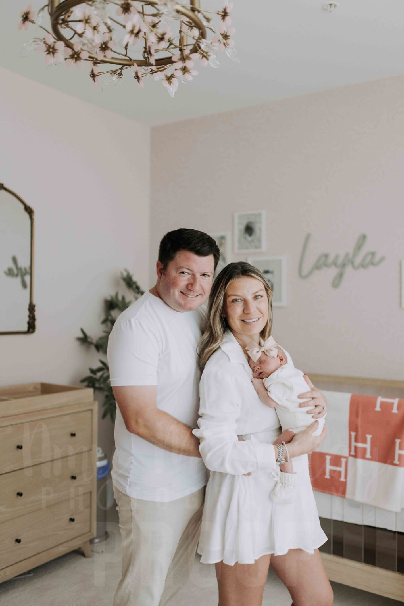 Newborn baby Layla Rose Johnson smilin